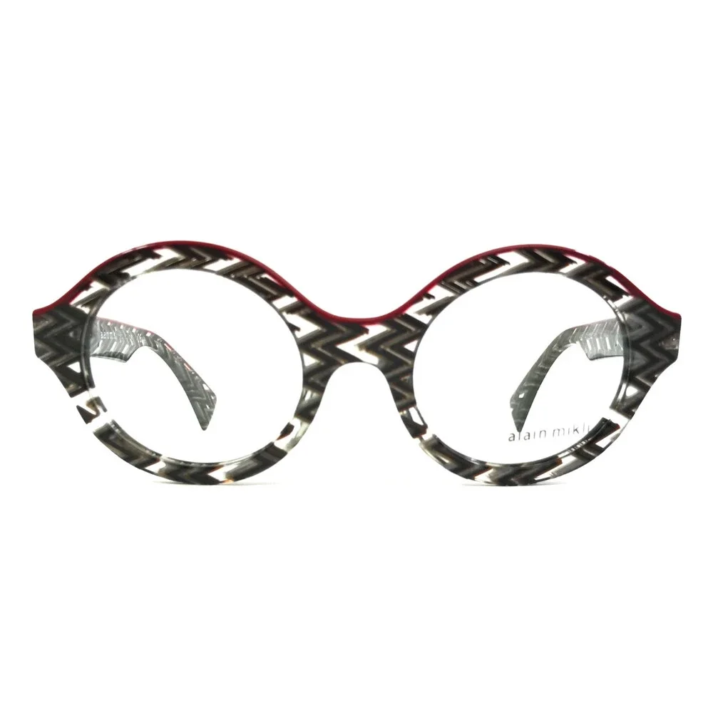 Alain Mikli Eyeglasses Frames A03020 4113 Zigzag Black Grey Red Round 48-22-145